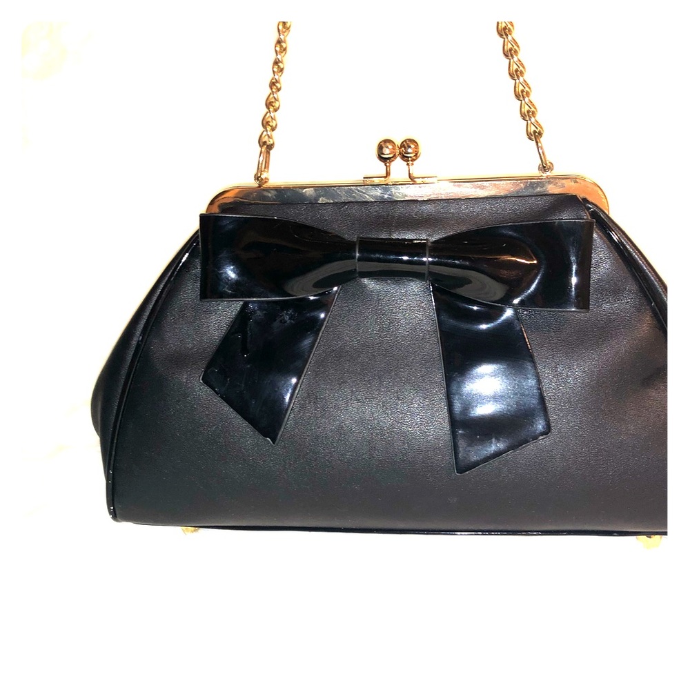 Pinup Couture Black Shoulder Bag with Gold Accents